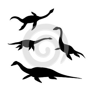Plesiosaur vector silhouettes