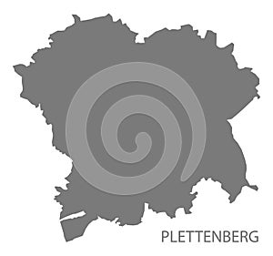 Plettenberg German city map grey illustration silhouette shape