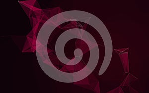 Plexus Background Abstract Data Network Connection Lines in Deep Magenta