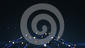 Plexus network structure with glowing nodes 3D rendering