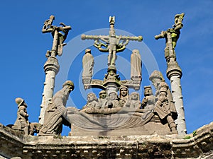 Close up View of the Calvary sculpture at Pleyben Church  Brittany photo