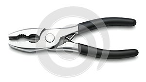 Pliers with black handles isolated on white background tool hand