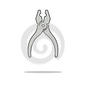 Pliers color thin line icon.Vector illustration