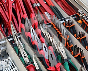 Pliers and cutters for sale in hardware store