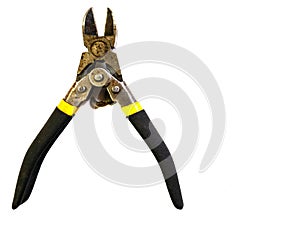 Pliers and cutters on a white background