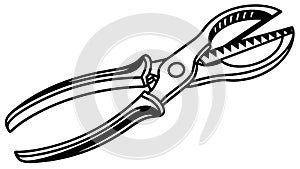 Pliers Hand Tool Black and White Vector, vector design Generative AI