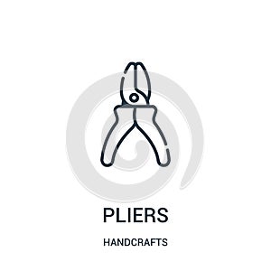 pliers icon vector from handcrafts collection. Thin line pliers outline icon vector illustration. Linear symbol for use on web and