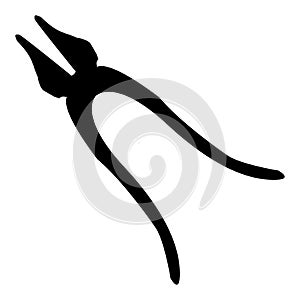 Pliers nippers silhouette isolated on white background vector illustration
