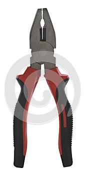 Pliers with red handles isolated on a white background