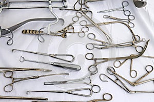 Pliers scissors and other ancient medical instruments used durin