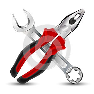 Pliers and Wrench Icon. Vector illustration