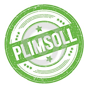 PLIMSOLL text on green round grungy stamp