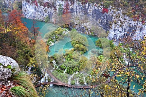 Plitvice Lakes with Autumn Color