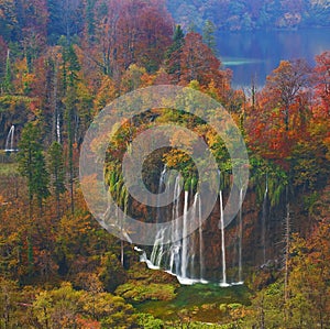 Plitvice lakes of Croatia - national park in autumn