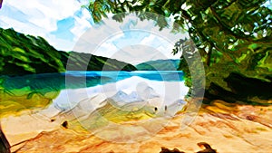 Plitvice lakes - croatia - summer - national park  01- modern digital art