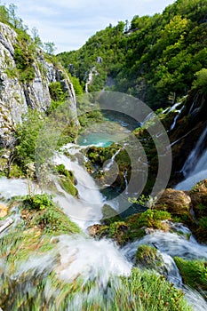 Plitvice Lakes National Park, Croatia. Small waterfalls