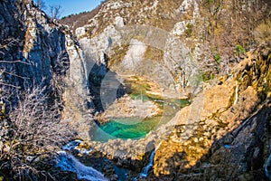 Plitvice Lakes National Park view with lake