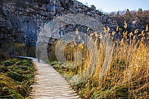 Plitvice Lakes National Park with a viewer