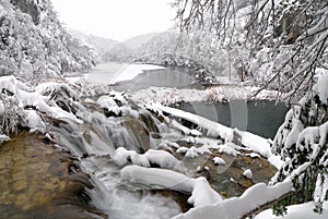 Plitvice Lakes in winter photo