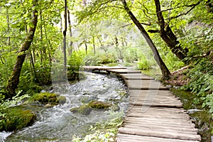 Plitvice lakes - wooden pathway.