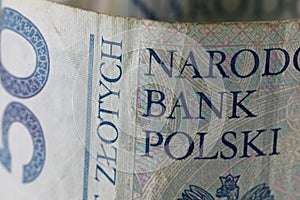 PLN Polish currency, a fragment of paper money