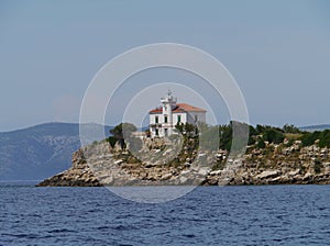 The Plocica lighthouse in the Adriatic sea of Croatia