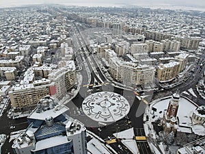 Ploiesti City, Romania, winter aerial view