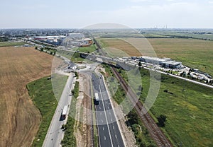 Ploiesti , Romania, industrial west side, aerial view