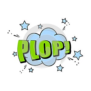 Plop comic icon, speech bubble with expression