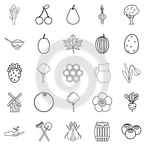 Plot icons set, outline style