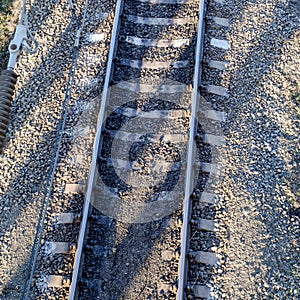 Plot railway. Top view on the rails.