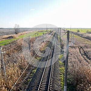 Plot railway. Top view on the rails.