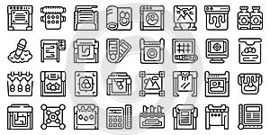 Plotter icons set outline vector. Printer machine