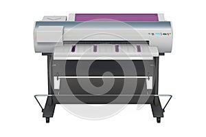 Plotter, large format inkjet printer. 3D rendering