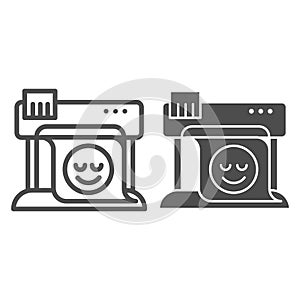 Plotter line and glyph icon. Large format printer vector illustration isolated on white. Print machine outline style