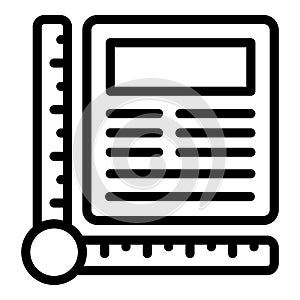 Plotter ruller icon outline vector. Data device