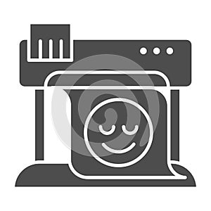 Plotter solid icon. Large format printer vector illustration isolated on white. Print machine glyph style design