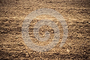 Ploughed field, soil close up