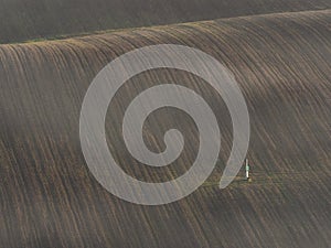 Ploughed fields and rolling hills