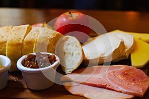 Ploughman`s lunch in a pub