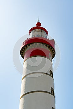 Close up view of the Point Saint Mathieu lighthouse on the coast of Brittany in France