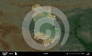 Plovdiv highlighted, Bulgaria. Physical