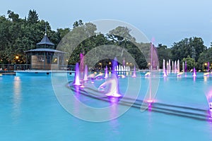 Singing Fountains at Tsar Simeon Garden in City of Plovdiv, Bulgaria