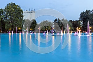 Singing Fountains at Tsar Simeon Garden in City of Plovdiv, Bulgaria