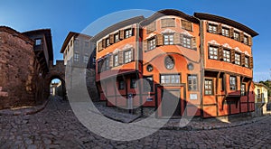PLOVDIV, BULGARIA - Hisar Kapia - Ancient Gate in Plovdiv old town, Buildings of historical and ethnographic museums. Bulgaria photo