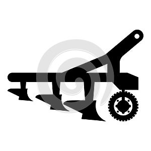 Plow for cultivating land before sowing farm products Tractor machanism equipment Industrial device icon black color vector