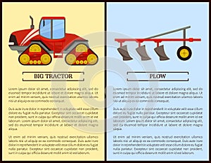 Plow Plowing Machine and Dodge Vector Illustration