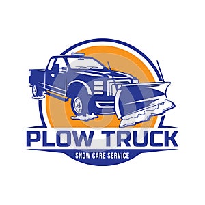 Plow truck vector badge design logo design