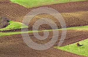 Plowed farm fields