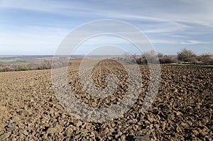 Plowed field in the autumn time